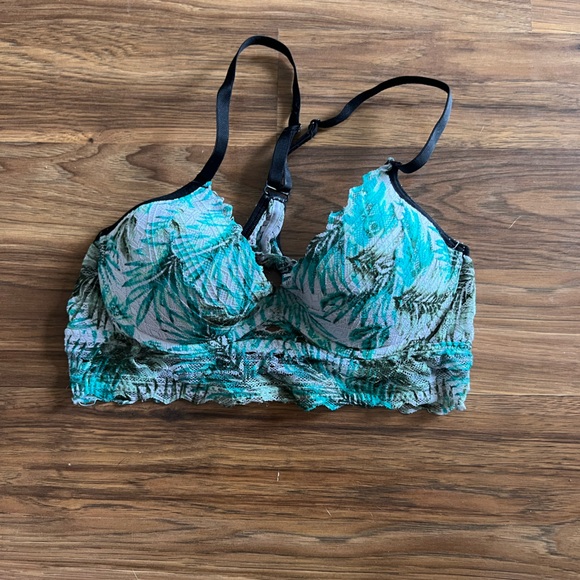 PINK Victoria's Secret Lace Bralette with Green and Pink Accents - Picture 1 of 4